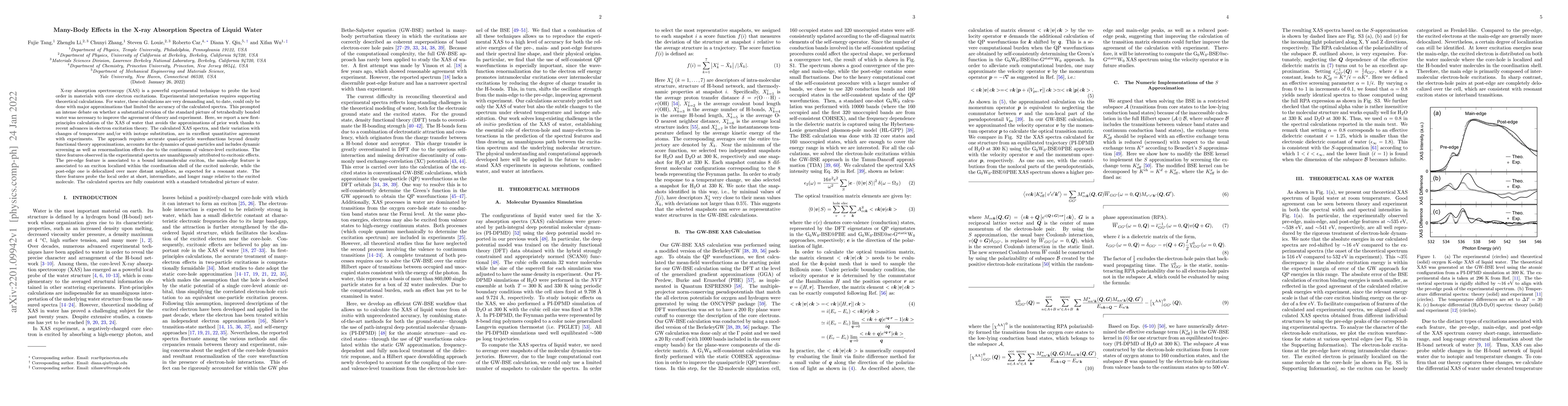 Thumbnail for Many-Body Effects in the X-ray Absorption Spectra of Liquid Water
