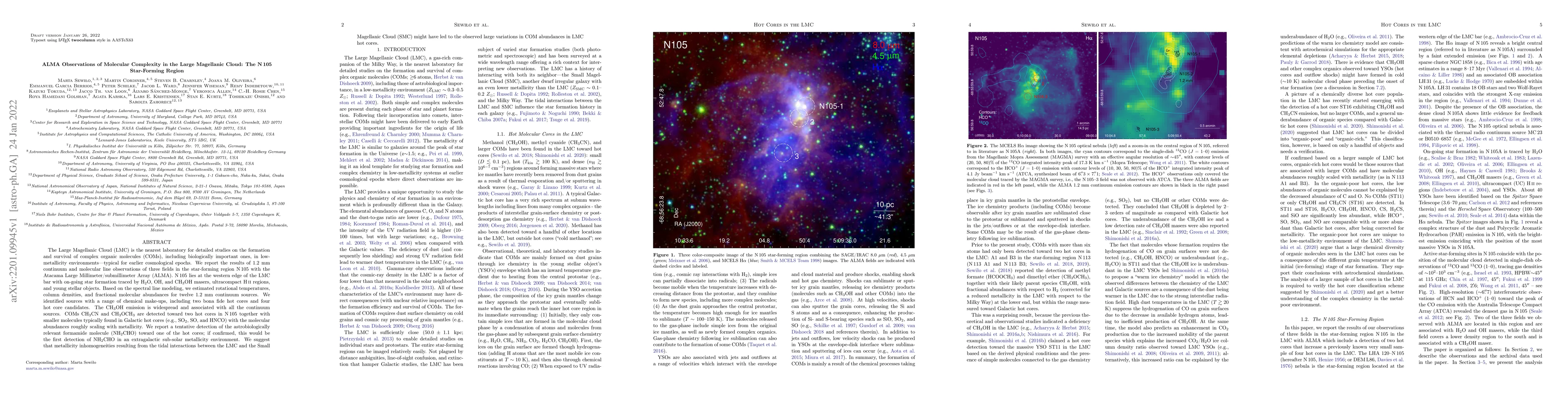 Thumbnail for ALMA Observations of Molecular Complexity in the Large Magellanic Cloud:
  The N105 Star-Forming Region