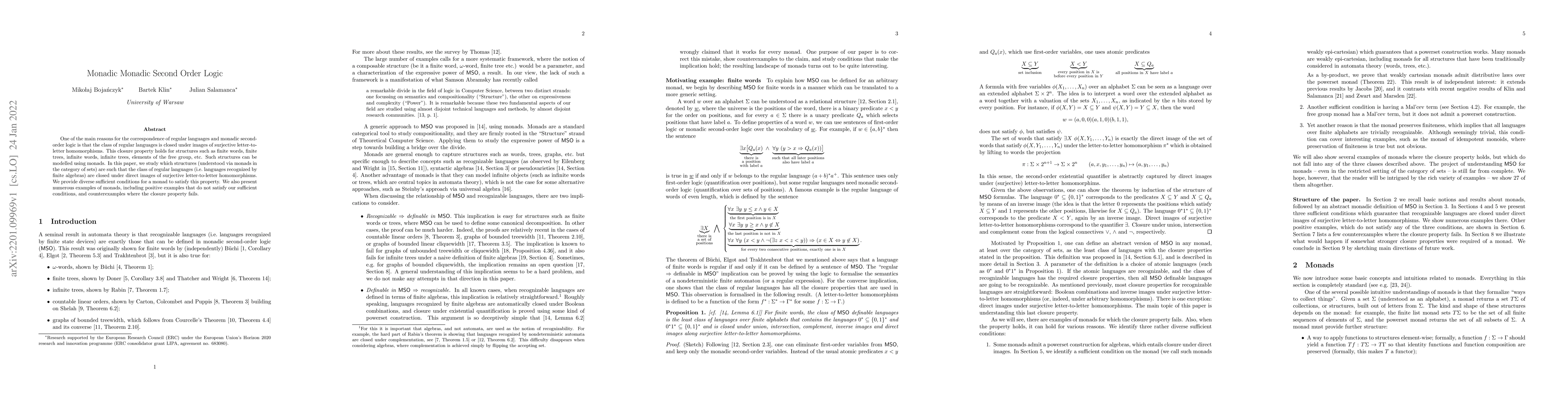 Thumbnail for Monadic Monadic Second Order Logic