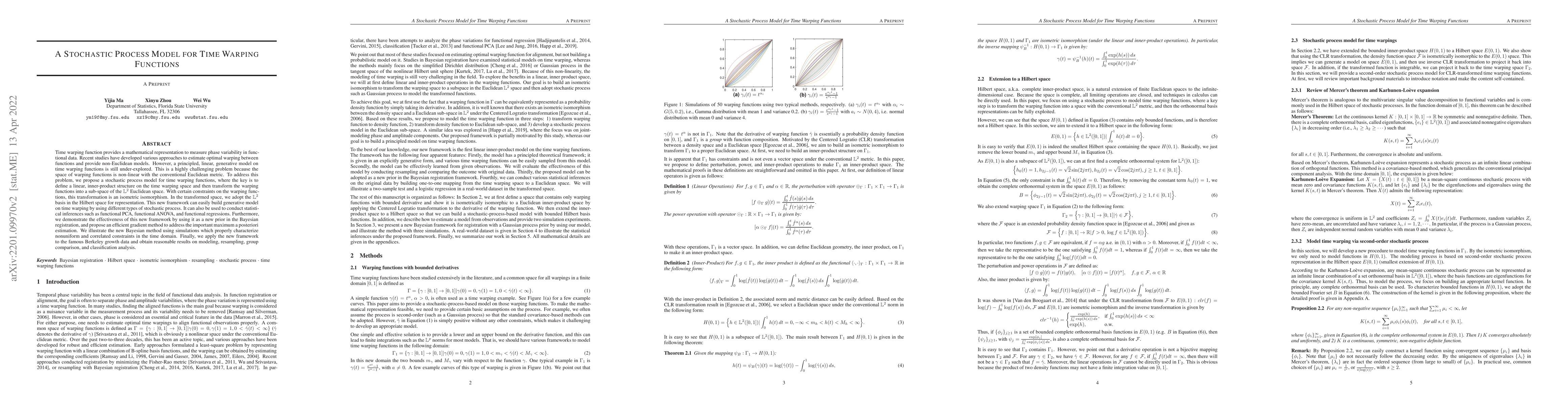 Thumbnail for A Stochastic Process Model for Time Warping Functions