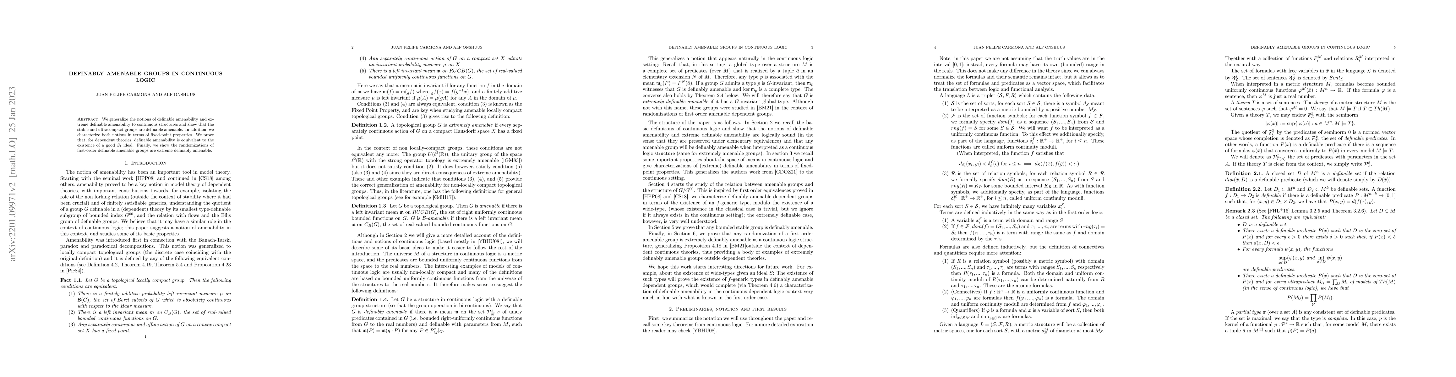 Thumbnail for Definably amenable groups in Continuous logic