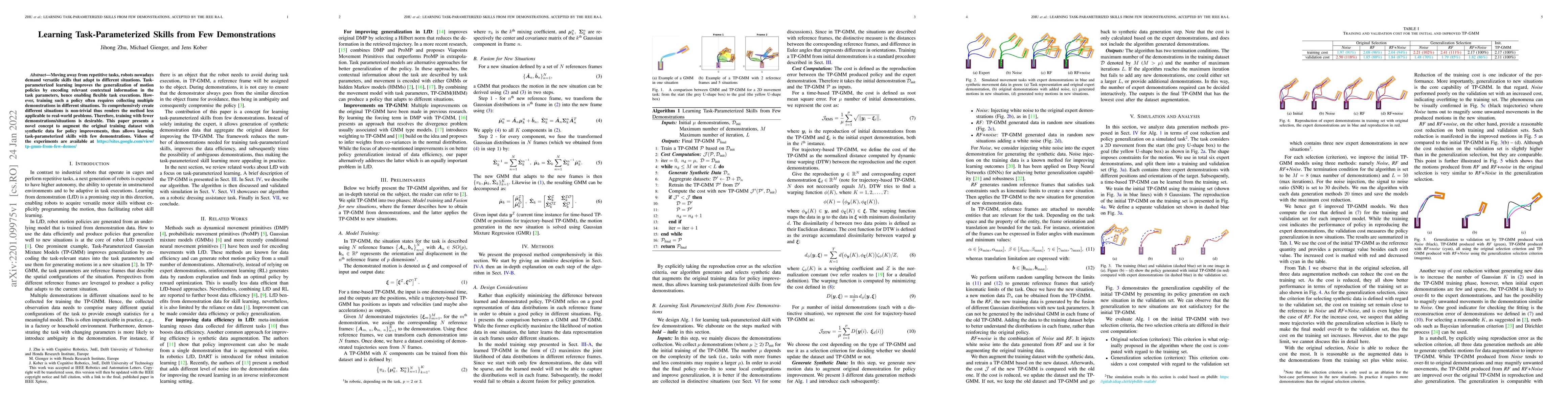 Thumbnail for Learning Task-Parameterized Skills from Few Demonstrations