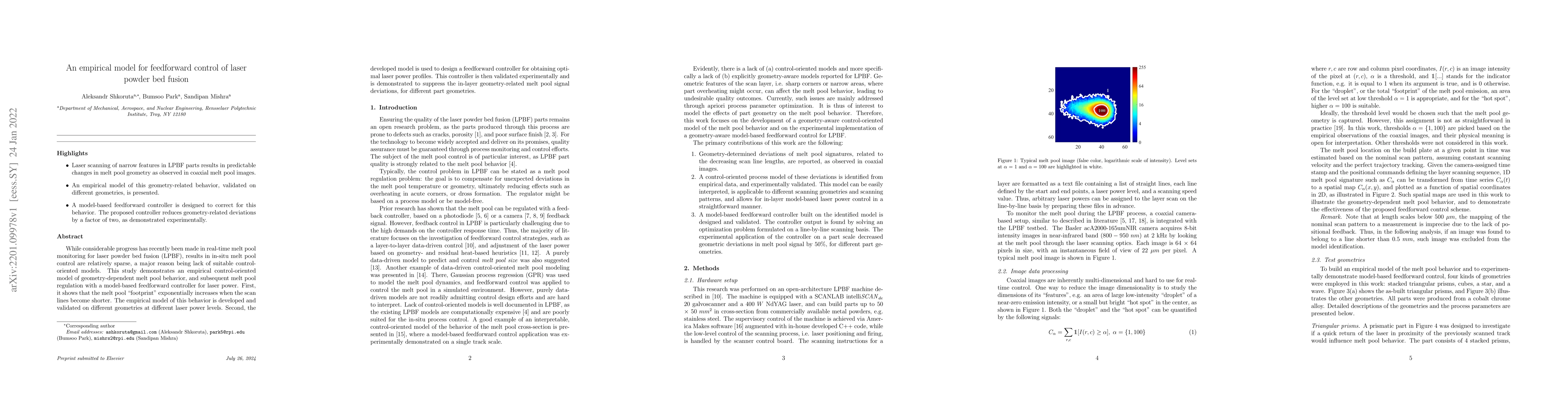 Thumbnail for An empirical model for feedforward control of laser powder bed fusion