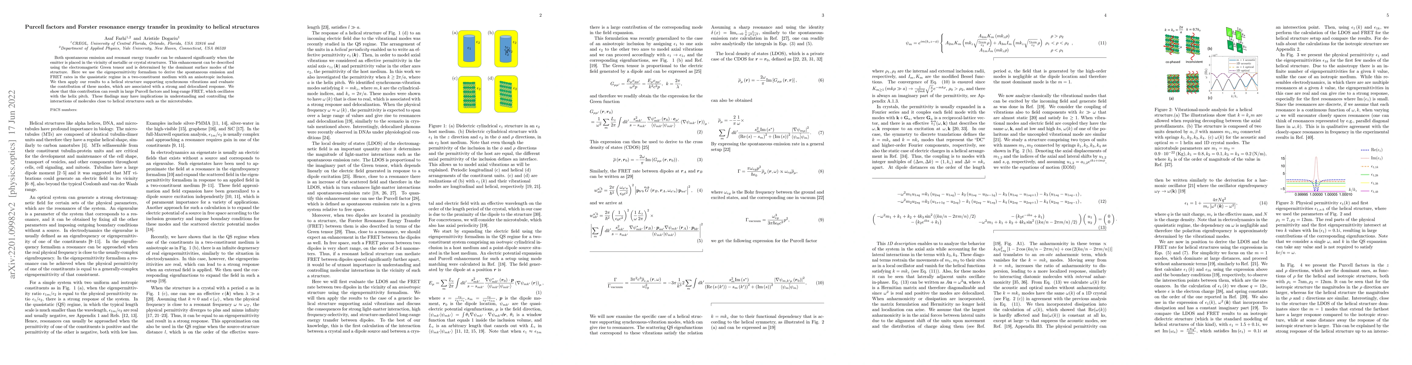 Thumbnail for Purcell factors and Forster resonance energy transfer in proximity to
  helical structures