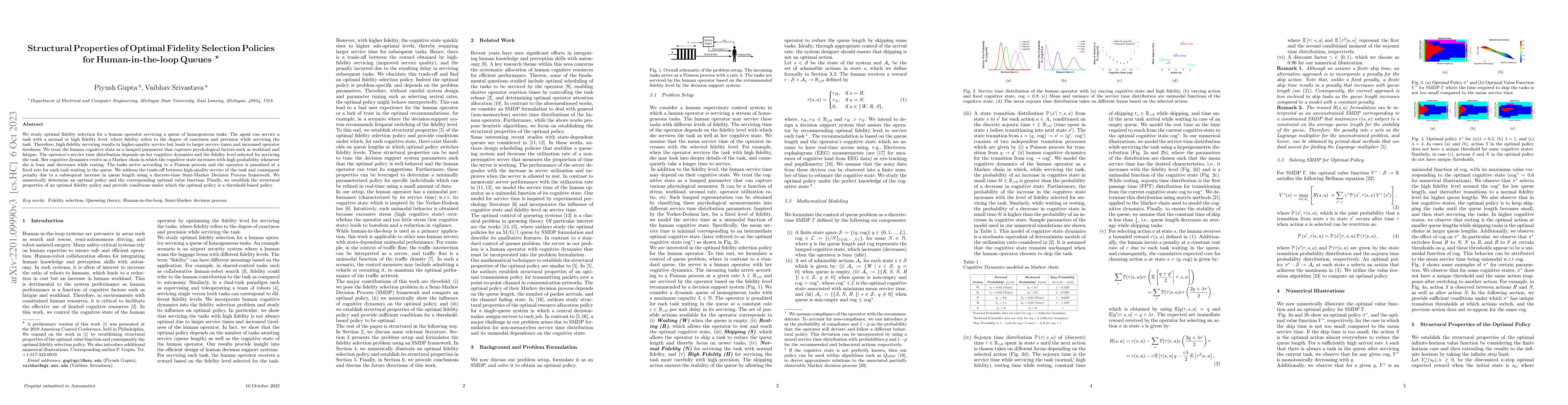 Thumbnail for Structural Properties of Optimal Fidelity Selection Policies for
  Human-in-the-loop Queues