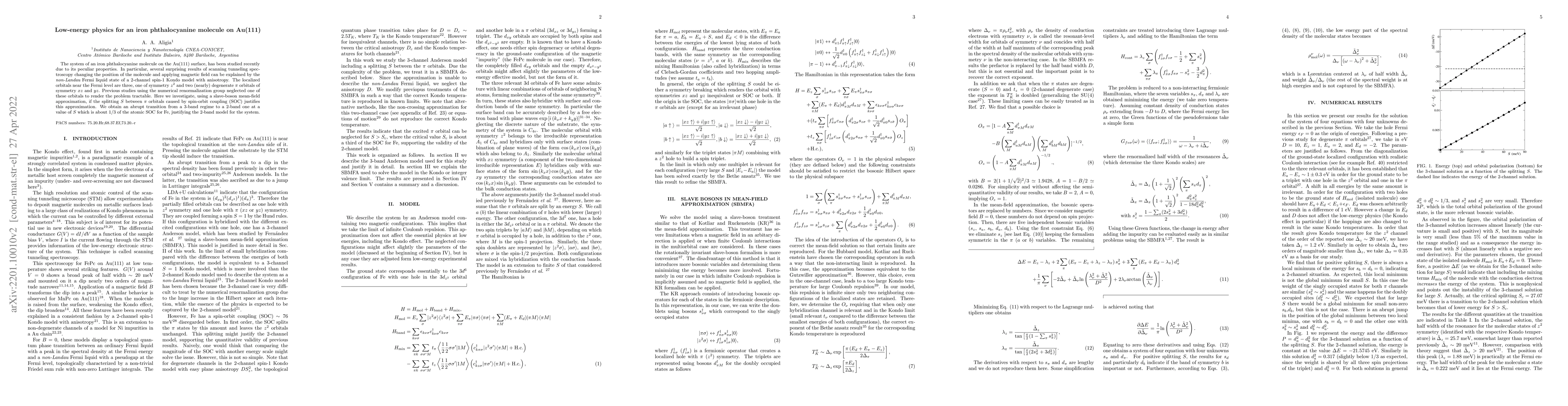 Thumbnail for Low-energy physics for an iron phthalocyanine molecule on Au(111)
