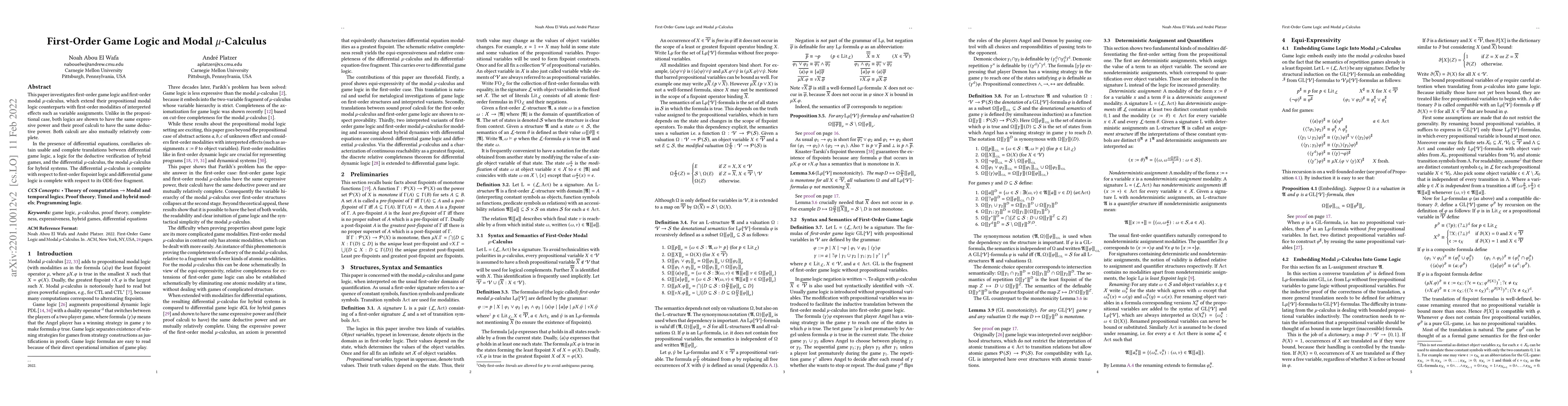 Thumbnail for First-Order Game Logic and Modal Mu-Calculus