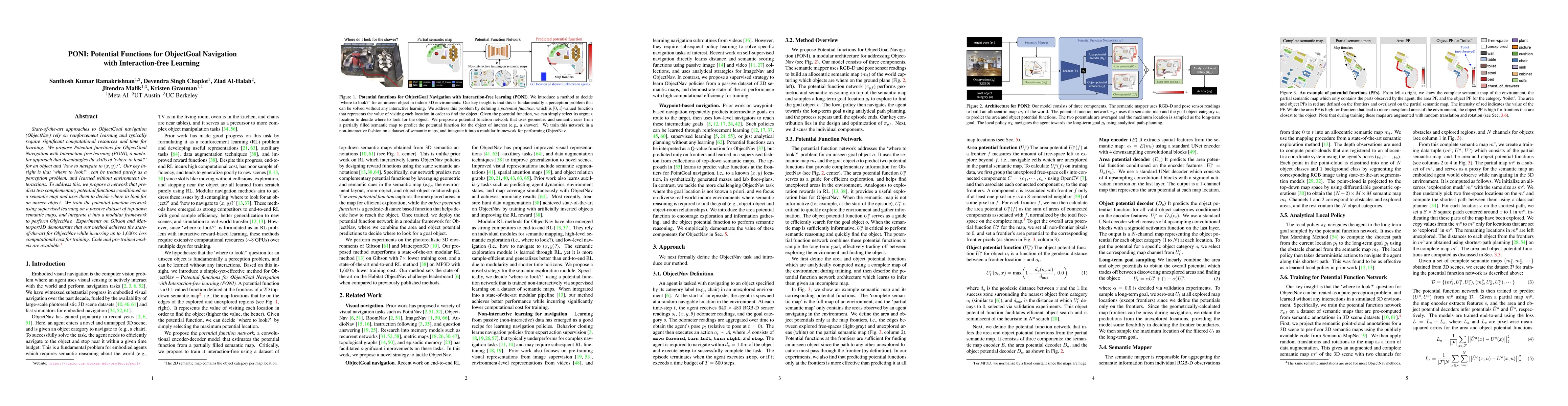 Thumbnail for PONI: Potential Functions for ObjectGoal Navigation with
  Interaction-free Learning