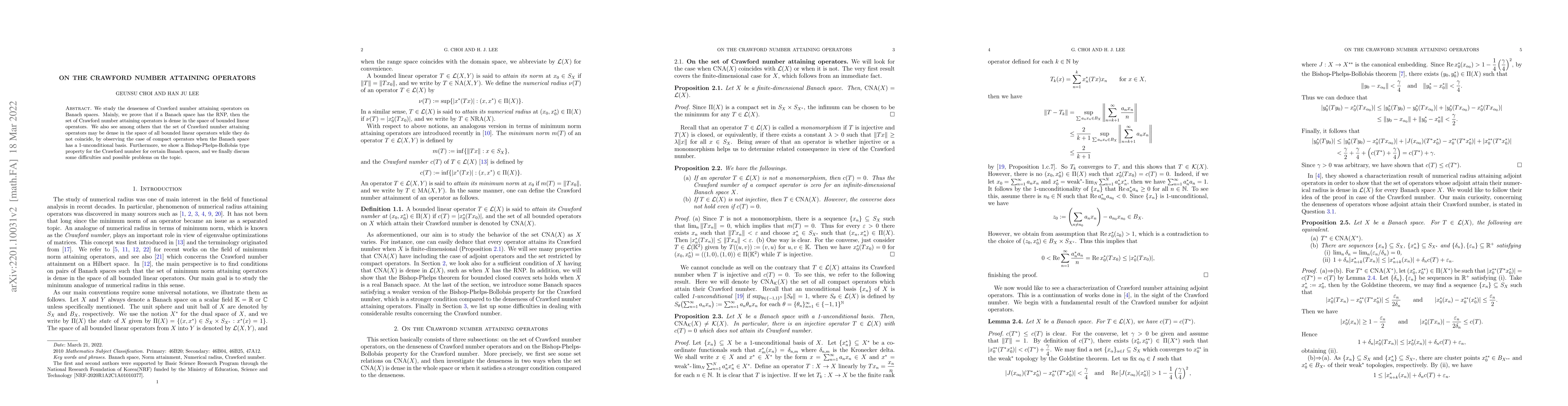 Thumbnail for On the Crawford number attaining operators