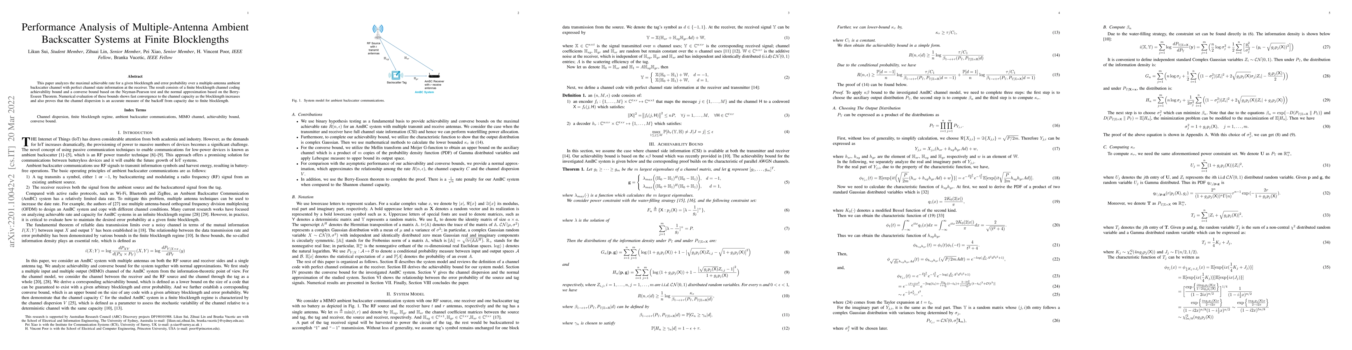 Thumbnail for Performance Analysis of Multiple-Antenna Ambient Backscatter Systems at
  Finite Blocklengths