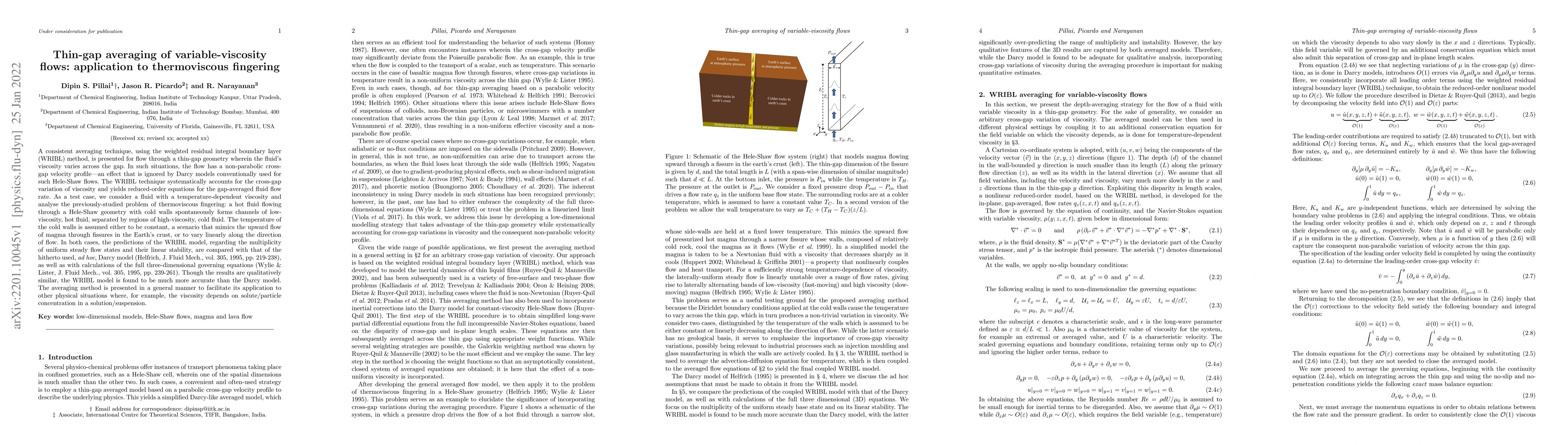 Thumbnail for Thin-gap averaging of variable-viscosity flows: application to
  thermoviscous fingering
