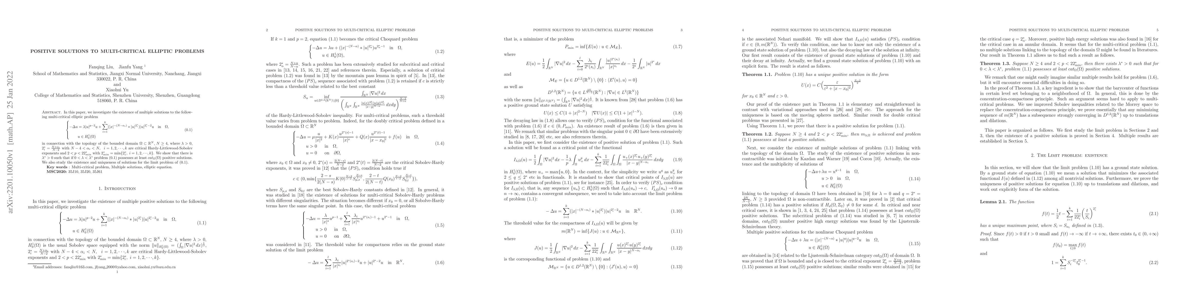 Thumbnail for Positive solutions to multi-critical elliptic problems