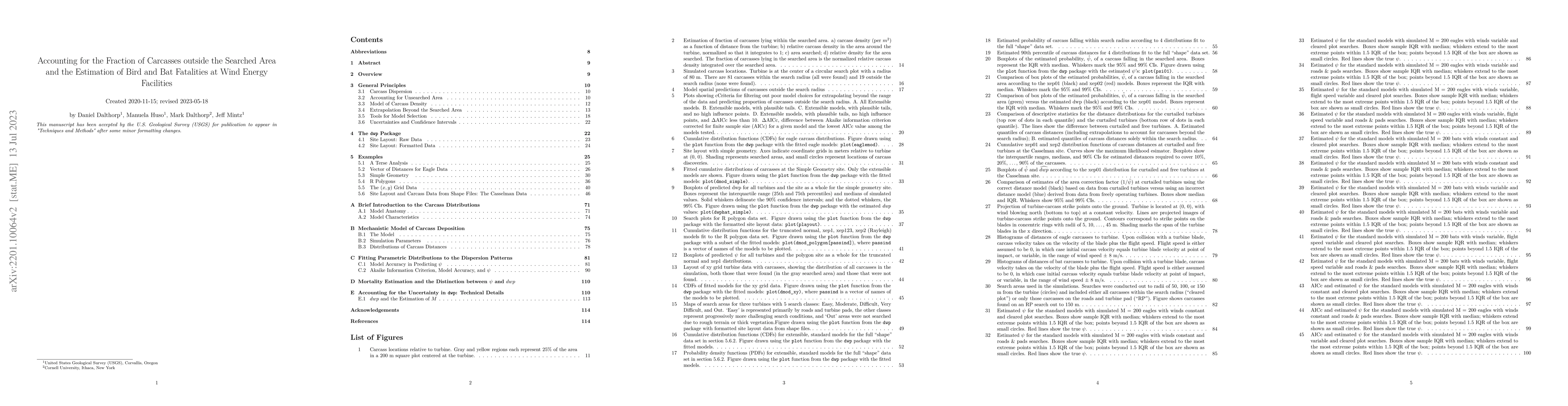 Thumbnail for Accounting for the Fraction of Carcasses outside the Searched Area and
  the Estimation of Bird and Bat Fatalities at Wind Energy Facilities