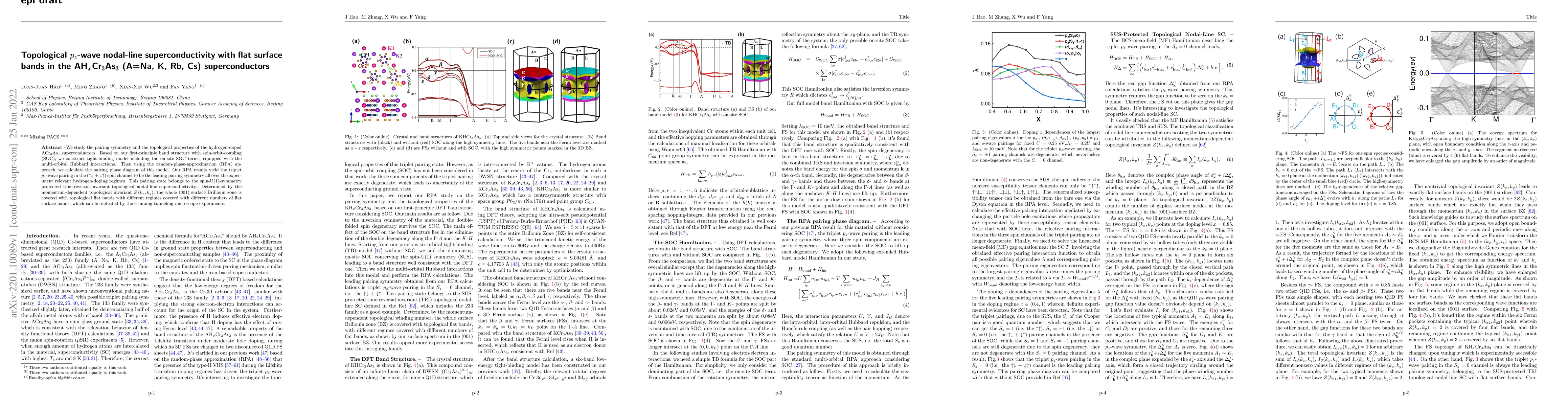 Thumbnail for Topological $p_z$-wave nodal-line superconductivity with flat surface
  bands in the AH$_{x}$Cr${_3}$As${_3}$ (A=Na, K, Rb, Cs) superconductors