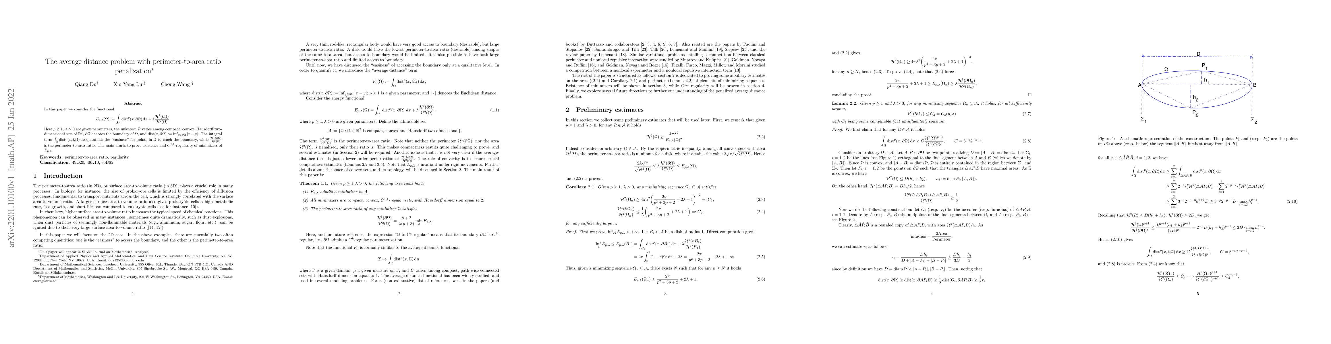 Thumbnail for The average distance problem with perimeter-to-area ratio penalization