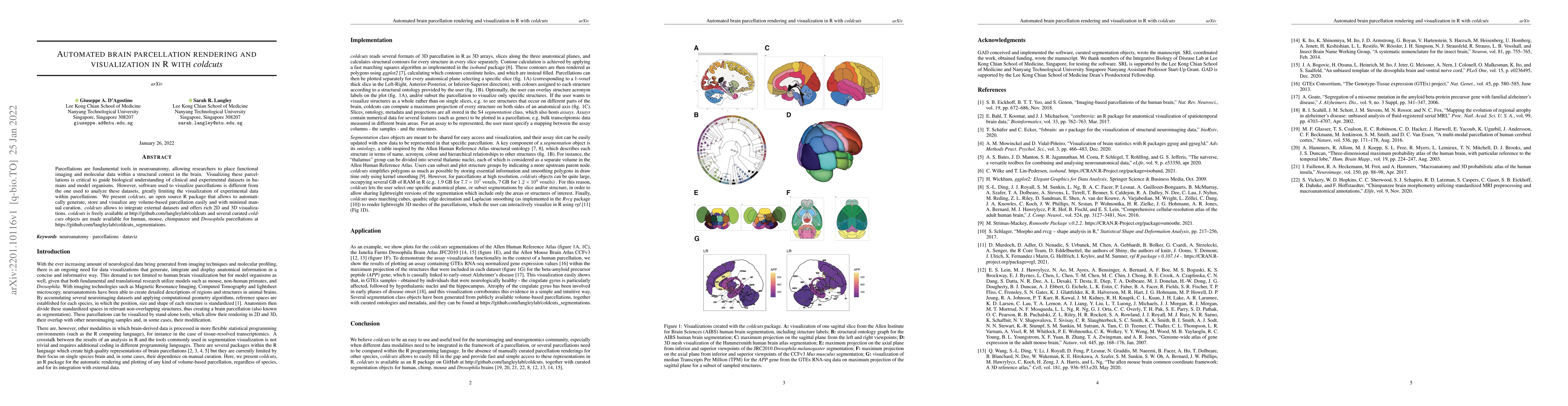 Thumbnail for Automated brain parcellation rendering and visualization in R with
  coldcuts