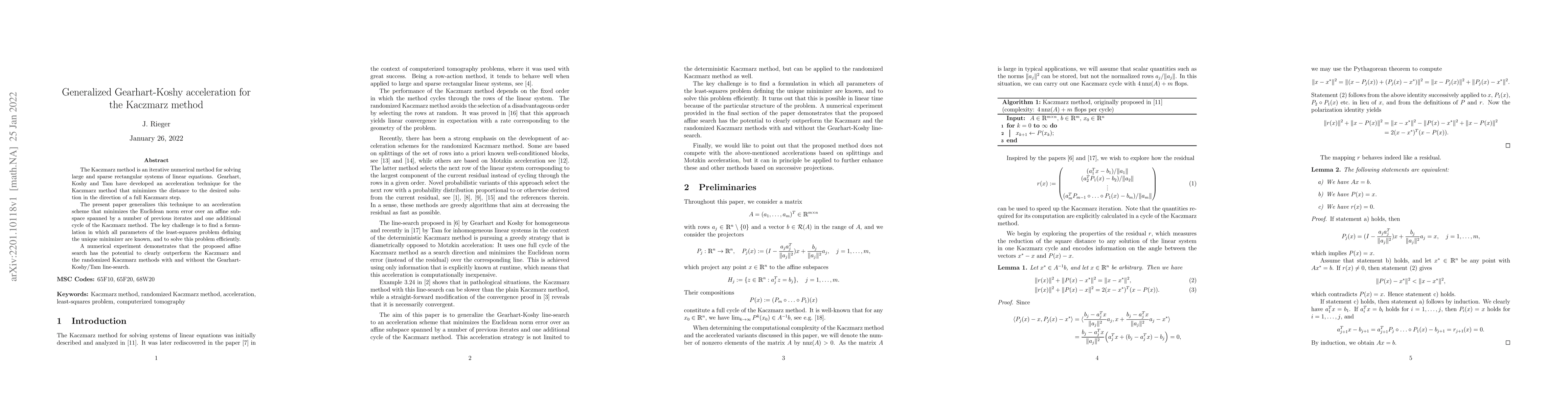 Thumbnail for Generalized Gearhart-Koshy acceleration for the Kaczmarz method