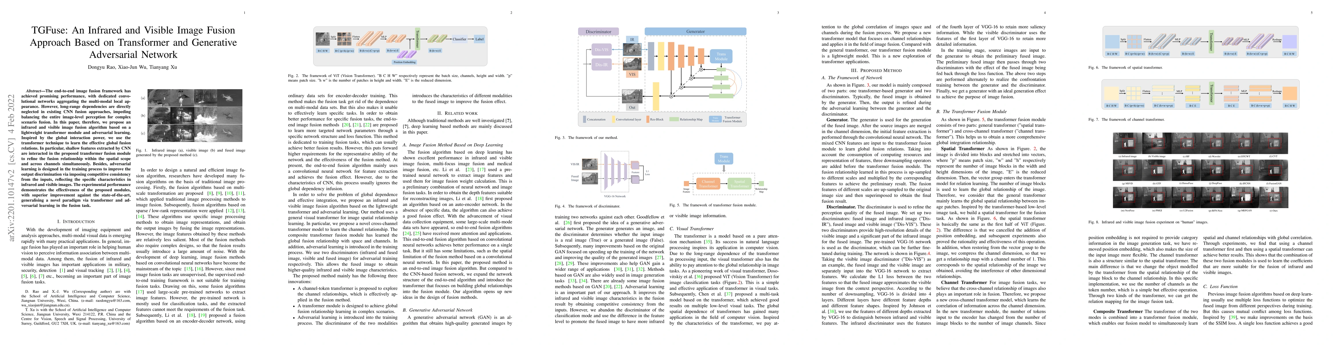 Thumbnail for TGFuse: An Infrared and Visible Image Fusion Approach Based on
  Transformer and Generative Adversarial Network