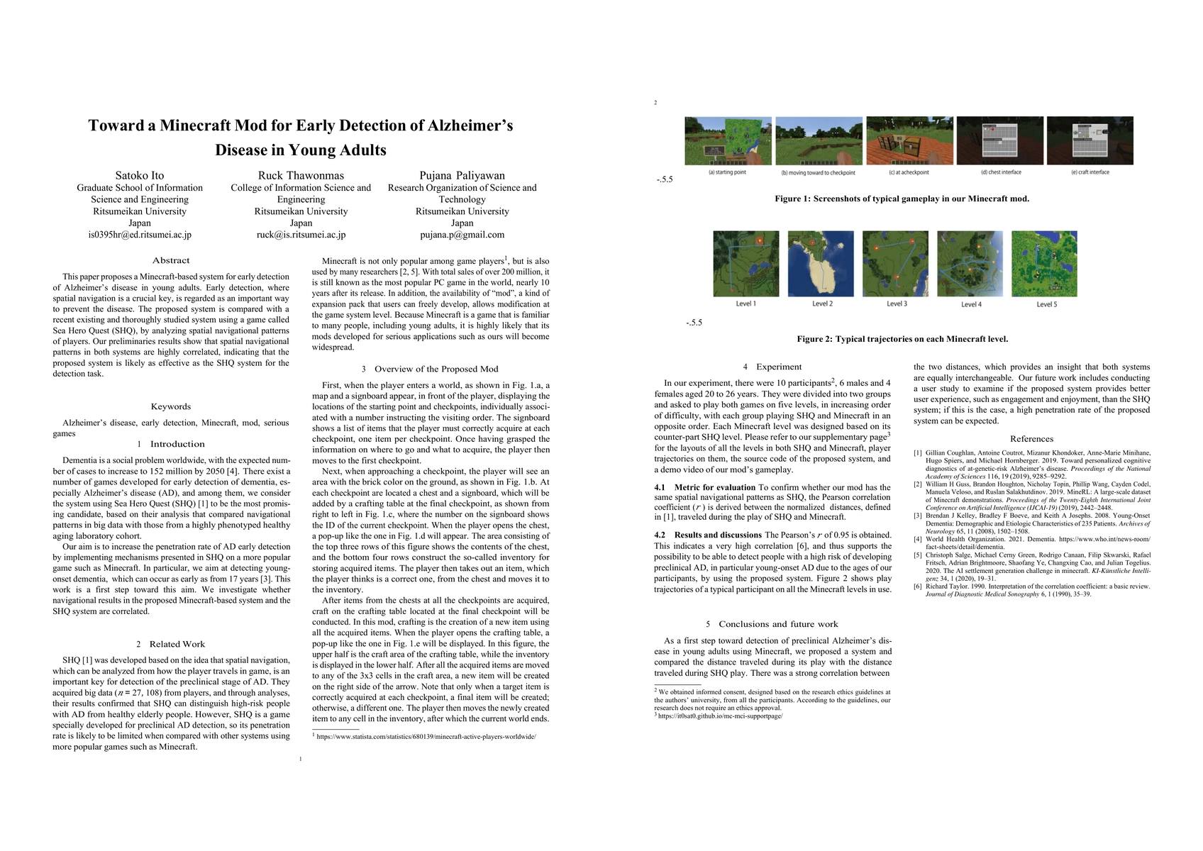 Thumbnail for Toward a Minecraft Mod for Early Detection of Alzheimer's Disease in
  Young Adults