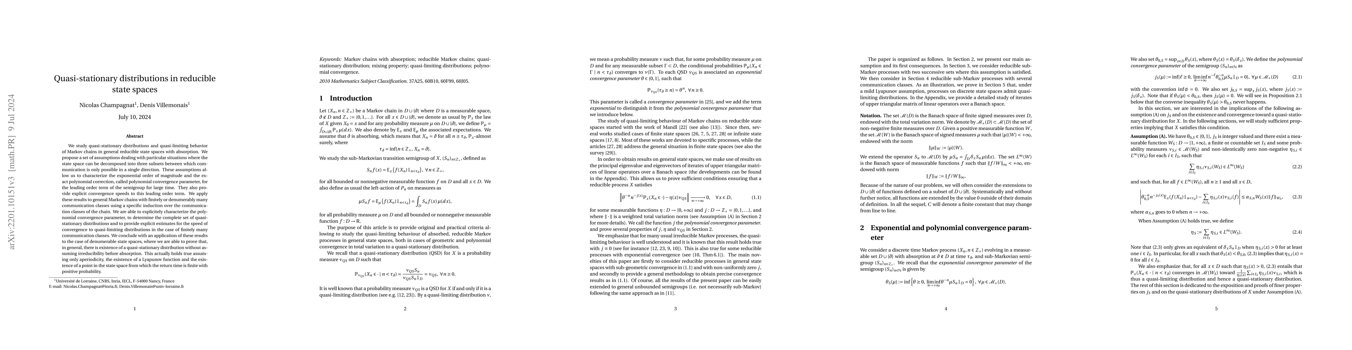Thumbnail for Quasi-stationary distributions in reducible state spaces