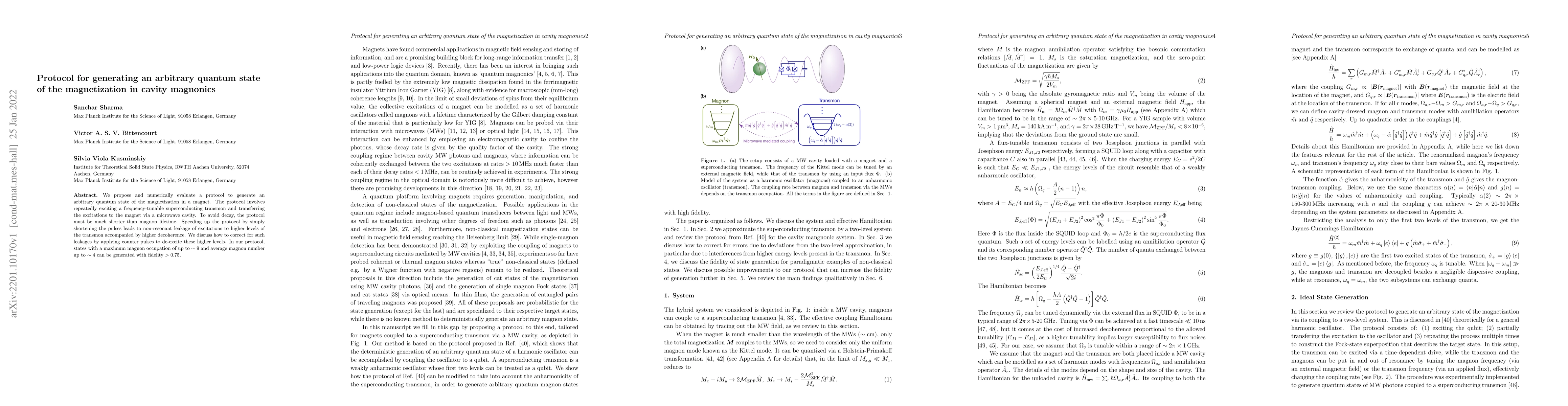 Thumbnail for Protocol for generating an arbitrary quantum state of the magnetization
  in cavity magnonics