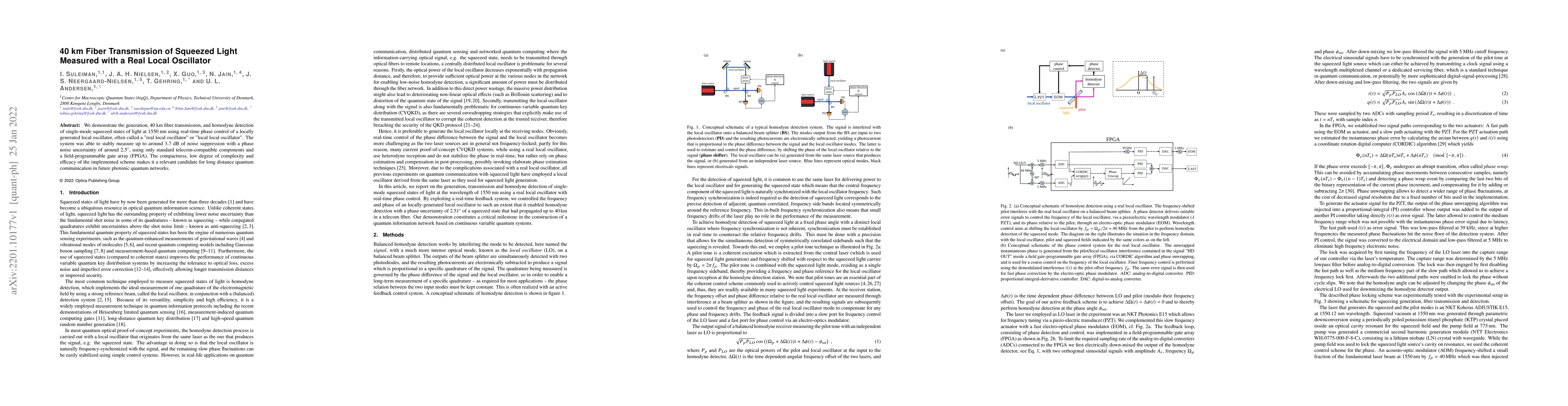 Thumbnail for 40 km Fiber Transmission of Squeezed Light Measured with a Real Local
  Oscillator