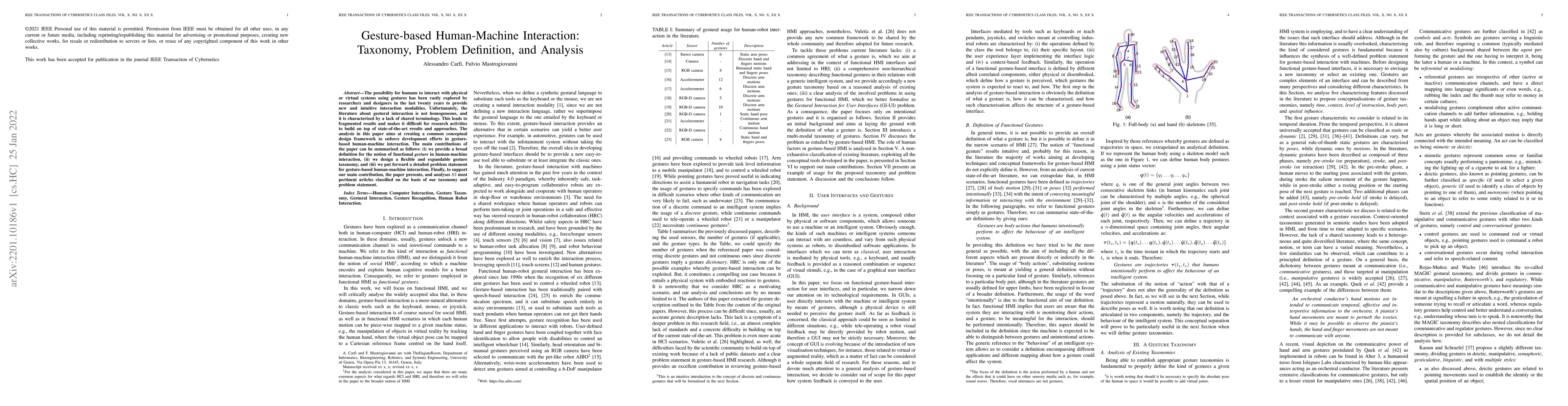 Thumbnail for Gesture-based Human-Machine Interaction: Taxonomy, Problem Definition,
  and Analysis