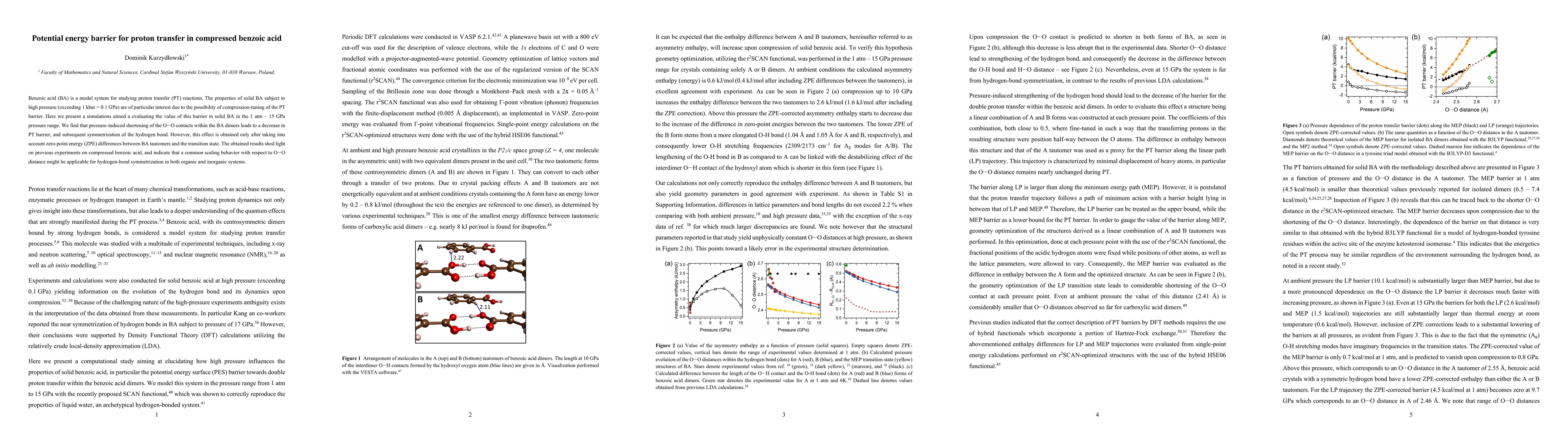 Thumbnail for Potential energy barrier for proton transfer in compressed benzoic acid