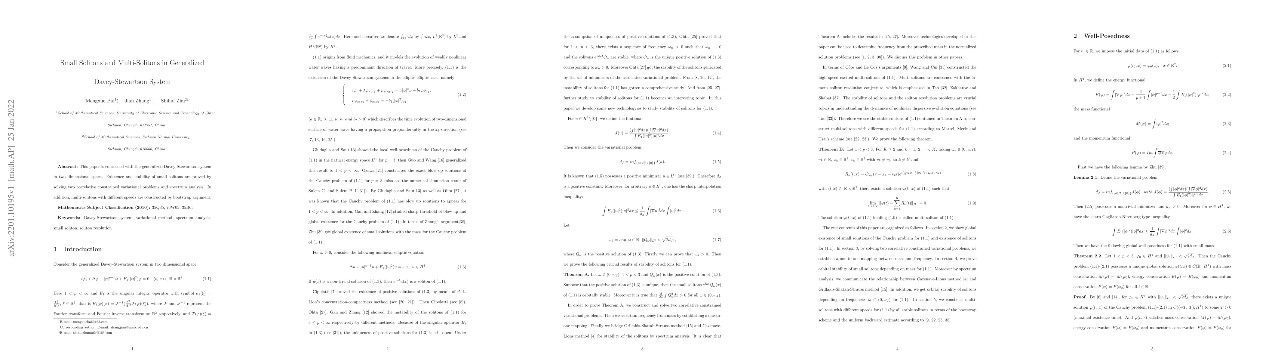 Thumbnail for Small Solitons and Multi-Solitons in Generalized Davey-Stewartson System