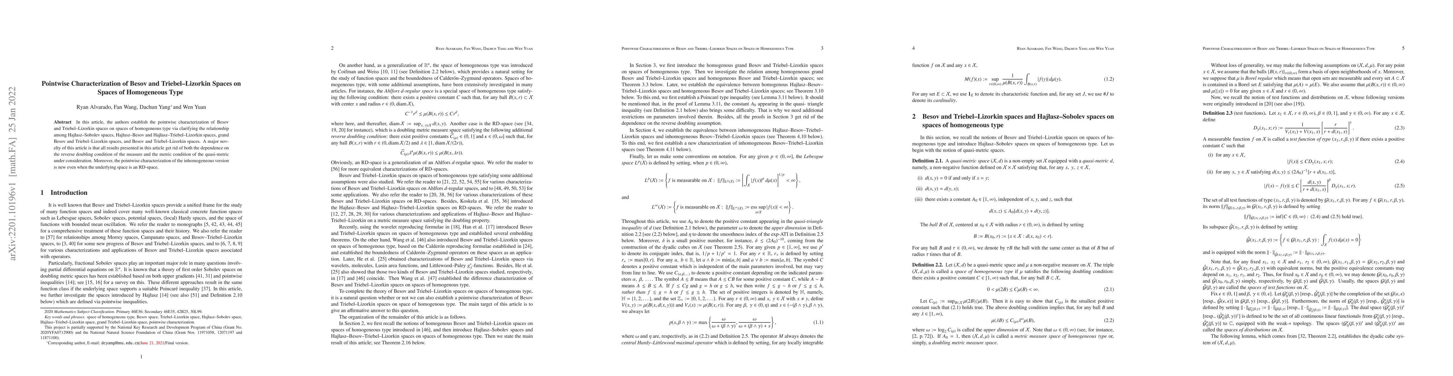Thumbnail for Pointwise Characterization of Besov and Triebel-Lizorkin Spaces on
  Spaces of Homogeneous Type