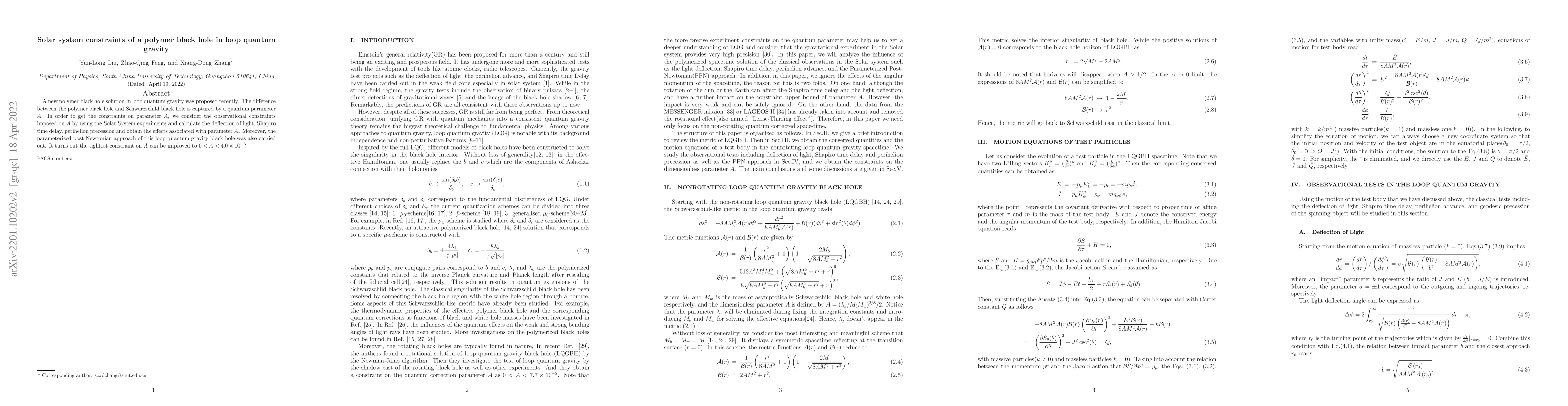 Thumbnail for Solar system constraints of a polymer black hole in loop quantum gravity
