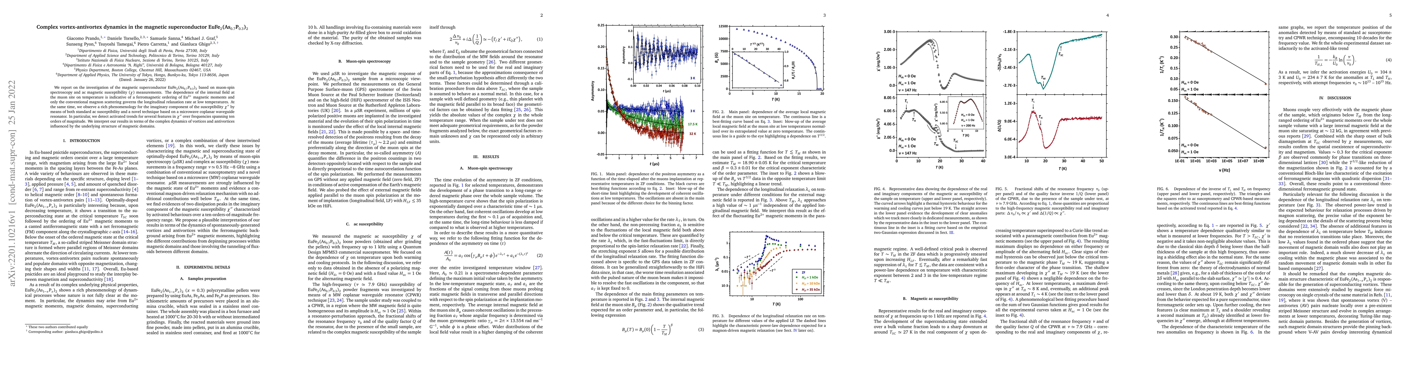 Thumbnail for Complex vortex-antivortex dynamics in the magnetic superconductor
  EuFe$_{2}$(As$_{0.7}$P$_{0.3}$)$_{2}$