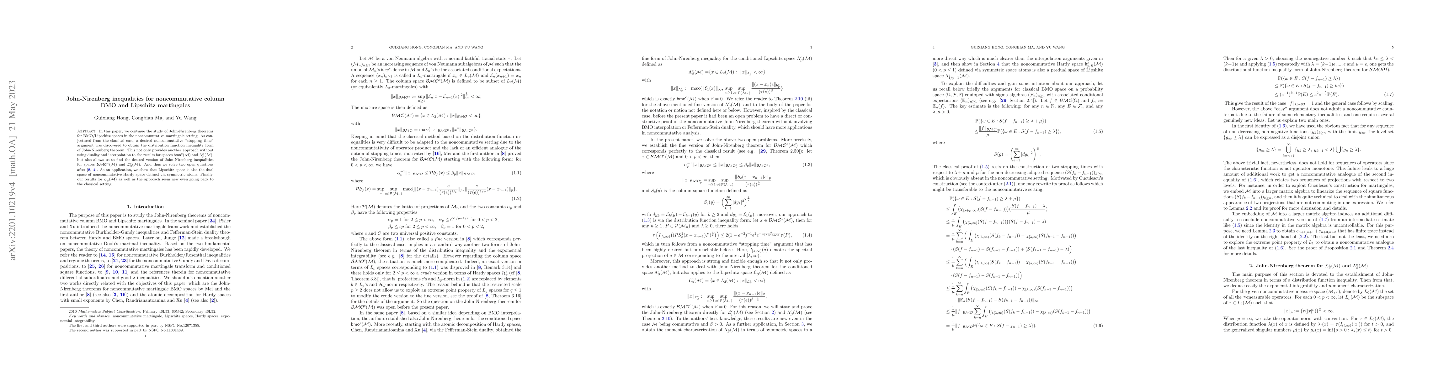 Thumbnail for John-Nirenberg inequalities for noncommutative column BMO and Lipschitz
  martingales