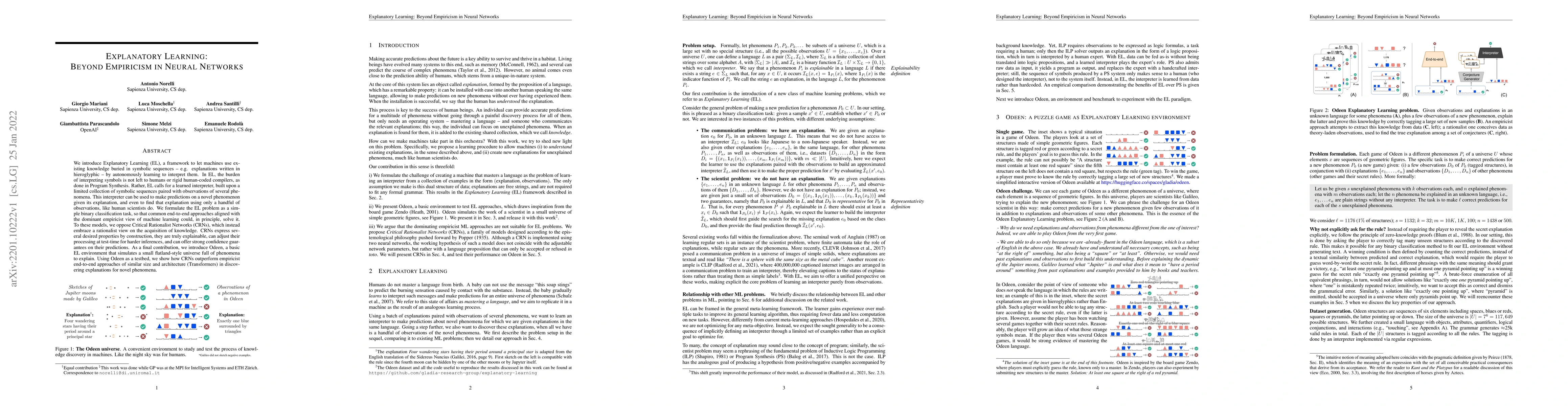 Thumbnail for Explanatory Learning: Beyond Empiricism in Neural Networks