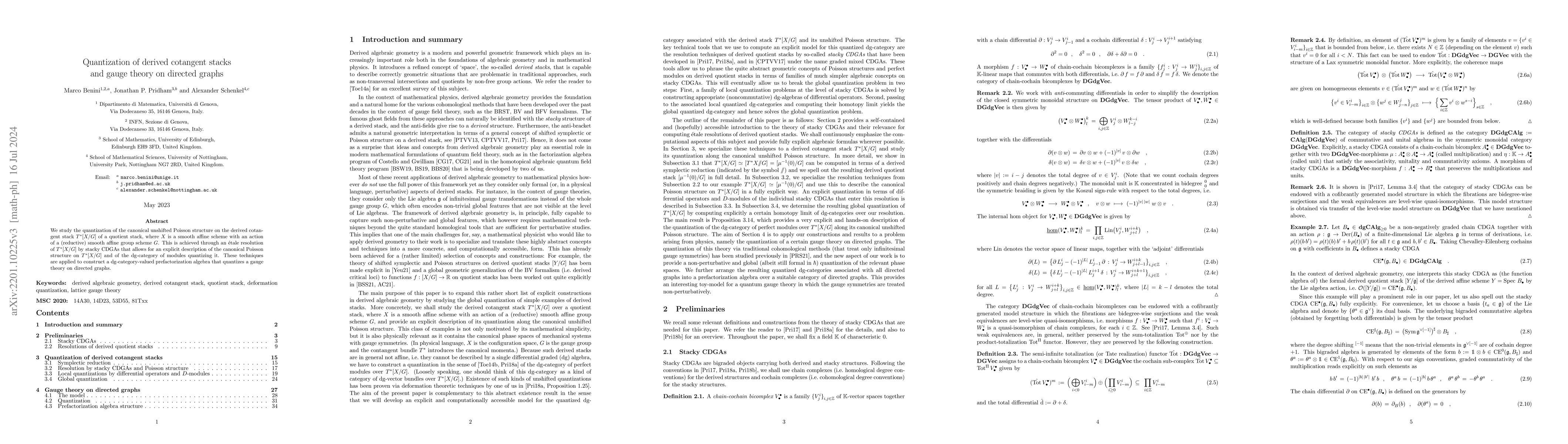 Thumbnail for Quantization of derived cotangent stacks and gauge theory on directed
  graphs