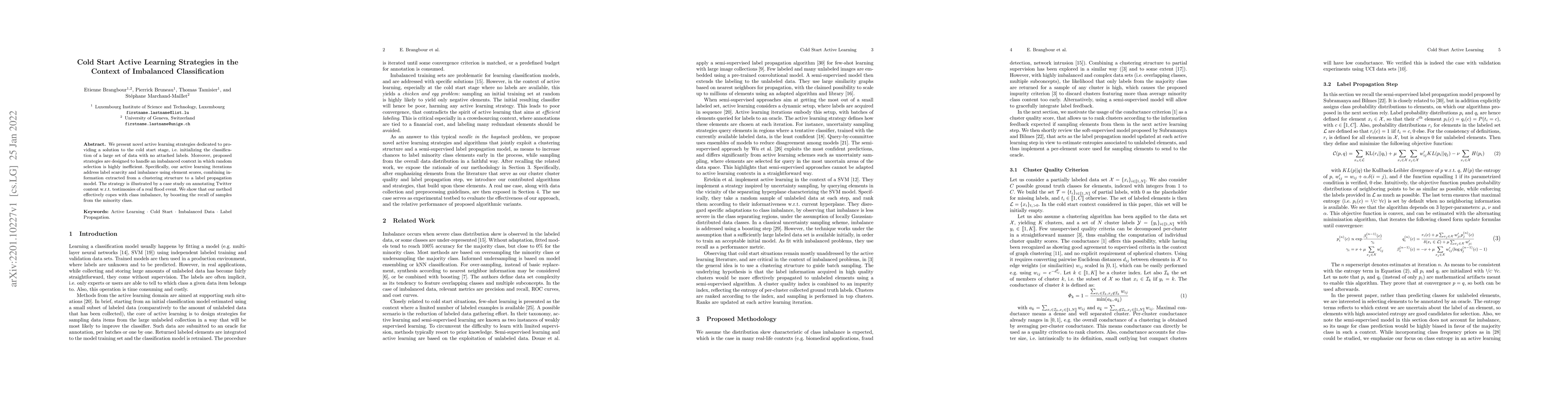 Thumbnail for Cold Start Active Learning Strategies in the Context of Imbalanced
  Classification