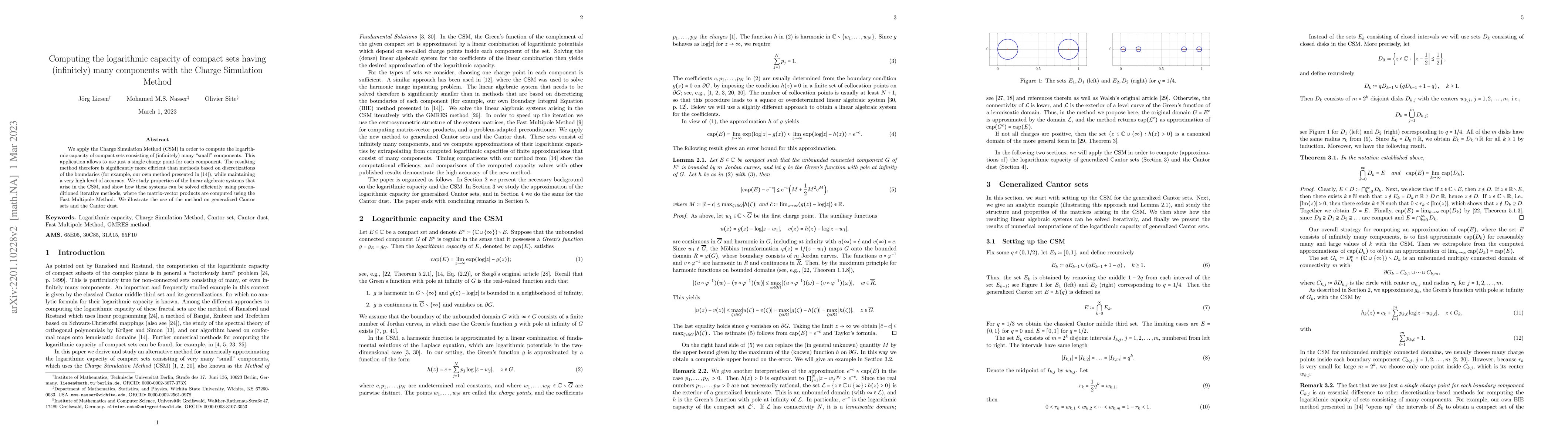 Thumbnail for Computing the logarithmic capacity of compact sets having (infinitely)
  many components with the Charge Simulation Method