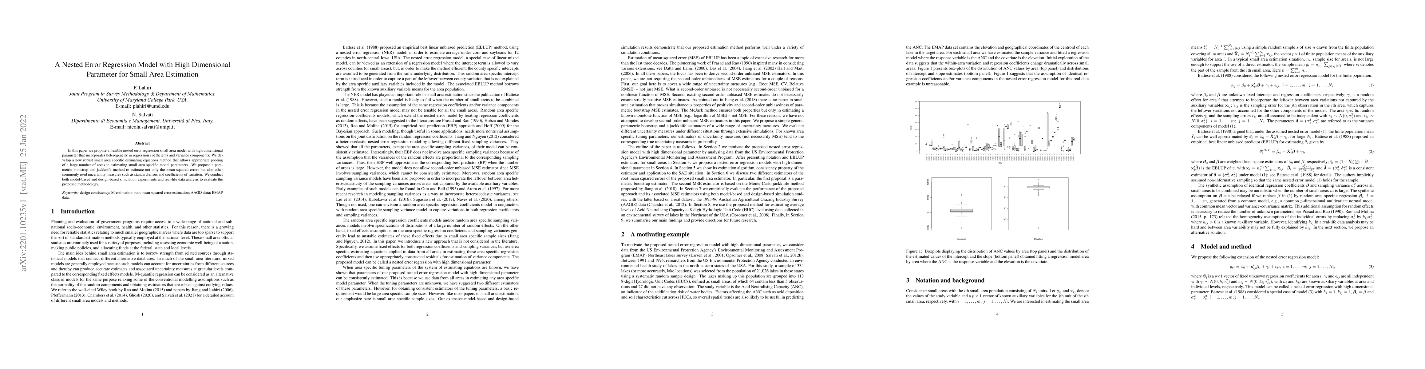 Thumbnail for A Nested Error Regression Model with High Dimensional Parameter for
  Small Area Estimation
