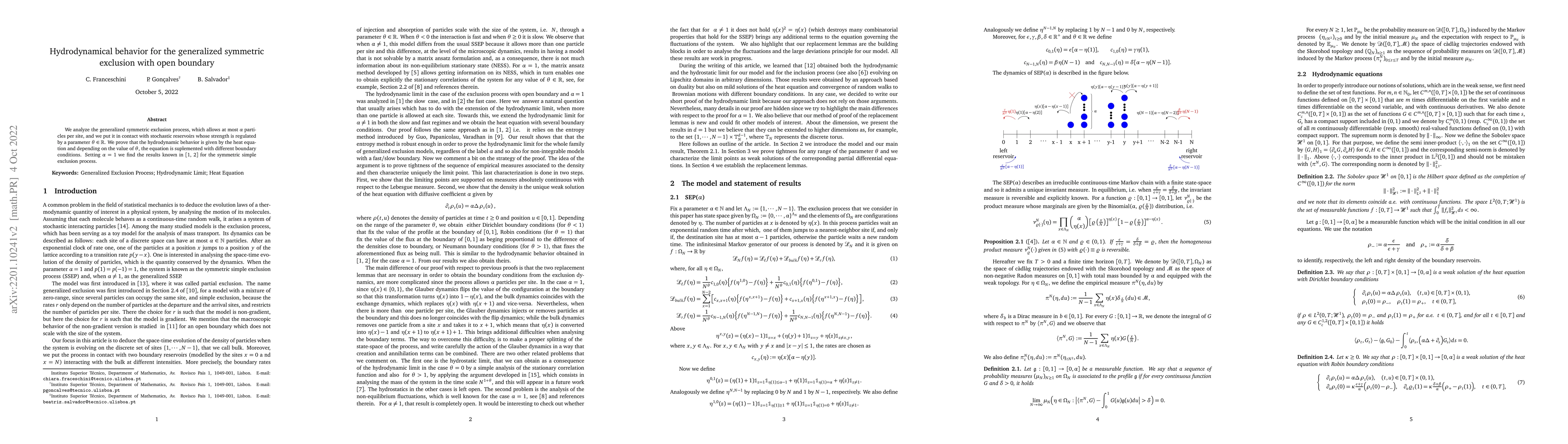 Thumbnail for Hydrodynamical behavior for the generalized symmetric exclusion with
  open boundary