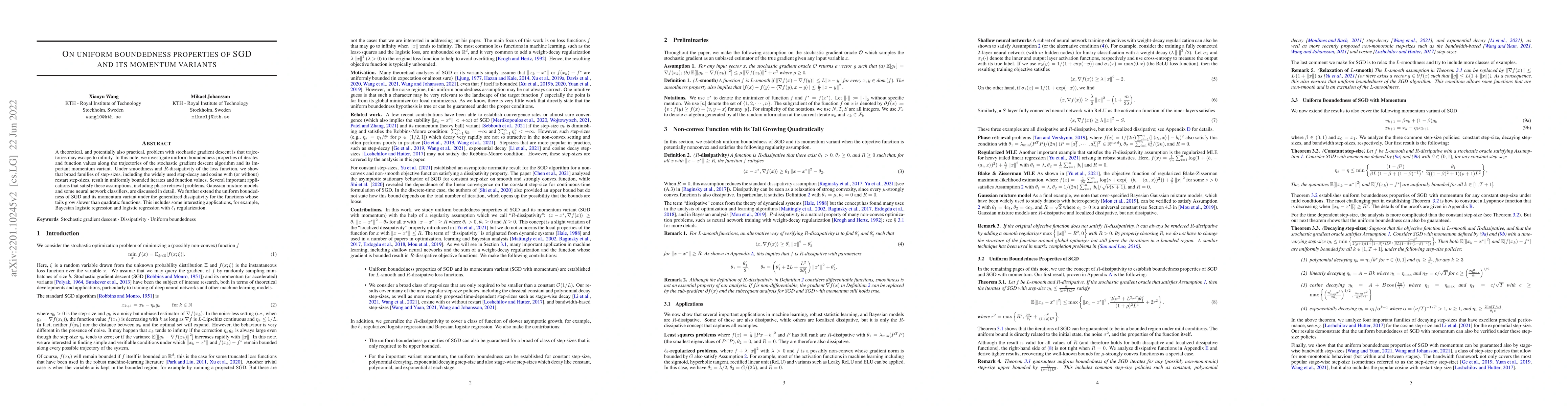 Thumbnail for On Uniform Boundedness Properties of SGD and its Momentum Variants