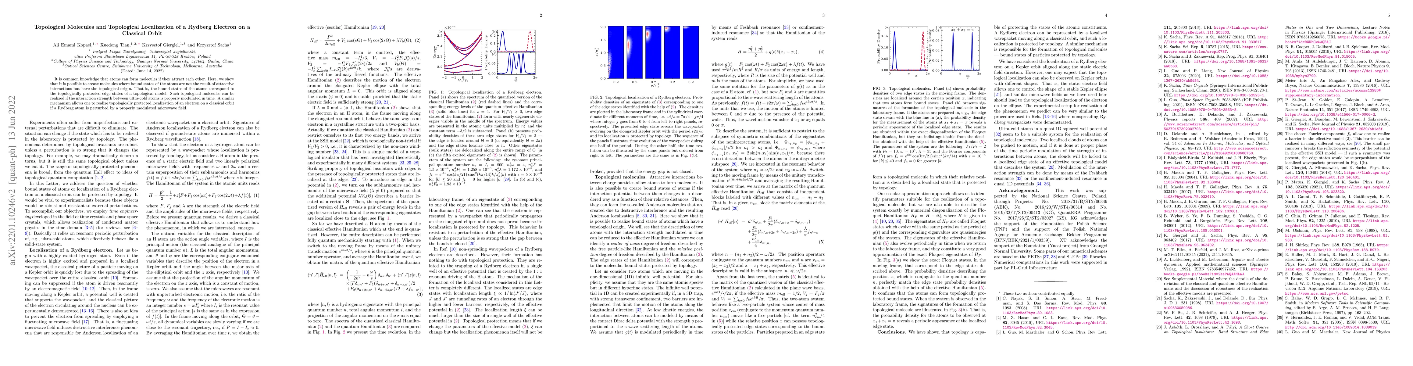 Thumbnail for Topological Molecules and Topological Localization of a Rydberg Electron
  on a Classical Orbit