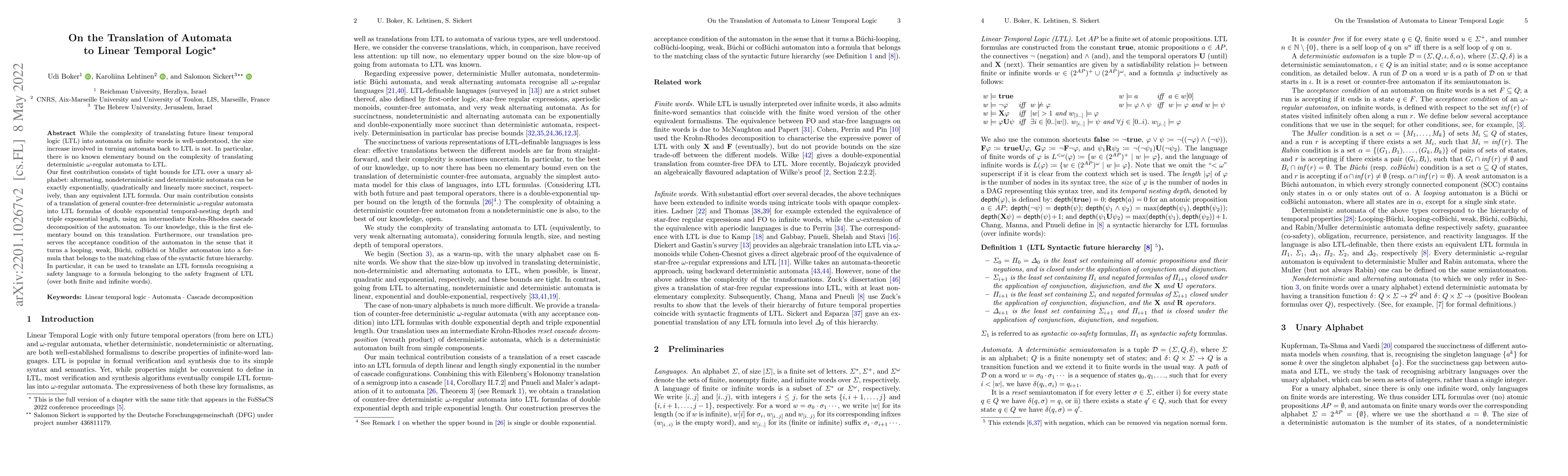 Thumbnail for On the Translation of Automata to Linear Temporal Logic