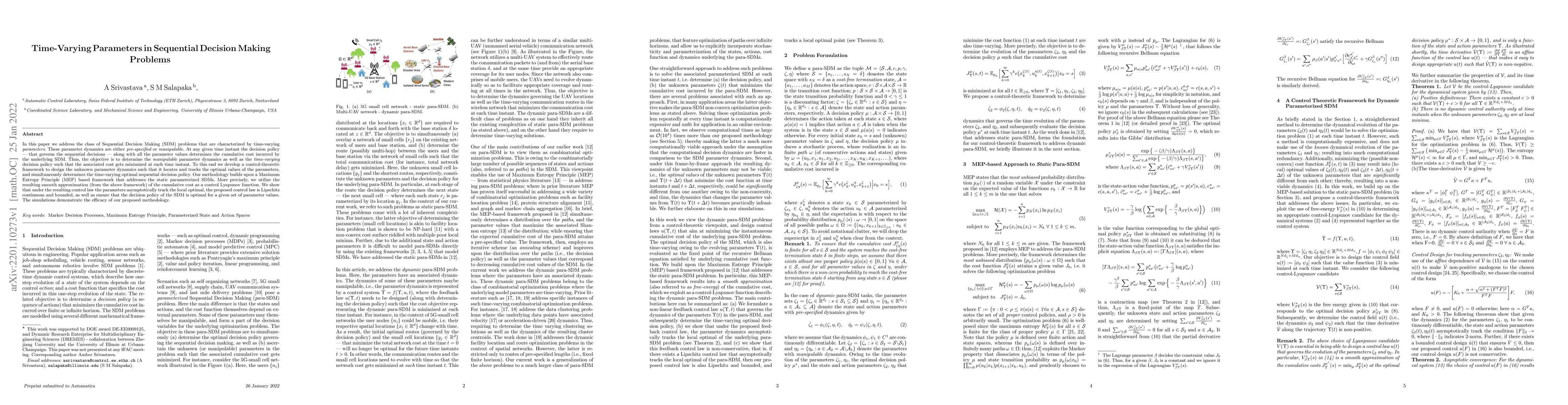 Thumbnail for Time-Varying Parameters in Sequential Decision Making Problems