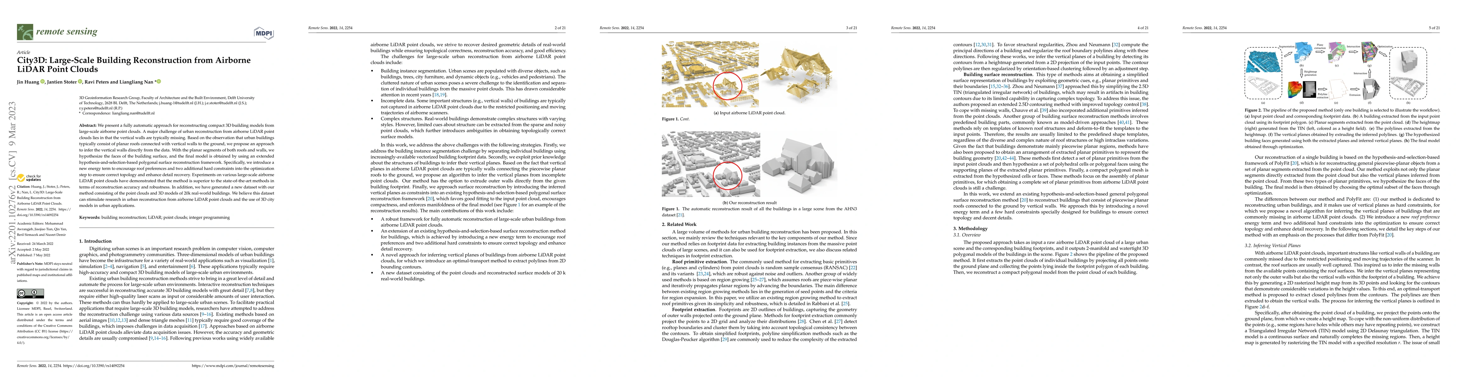 Thumbnail for City3D: Large-Scale Building Reconstruction from Airborne LiDAR Point
  Clouds