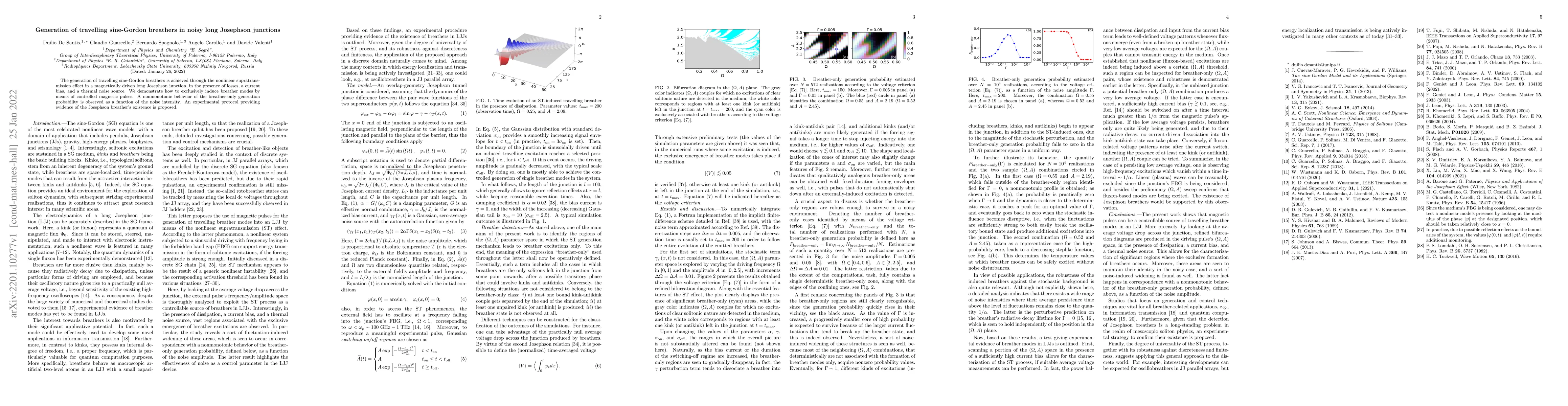 Thumbnail for Generation of travelling sine-Gordon breathers in noisy long Josephson
  junctions
