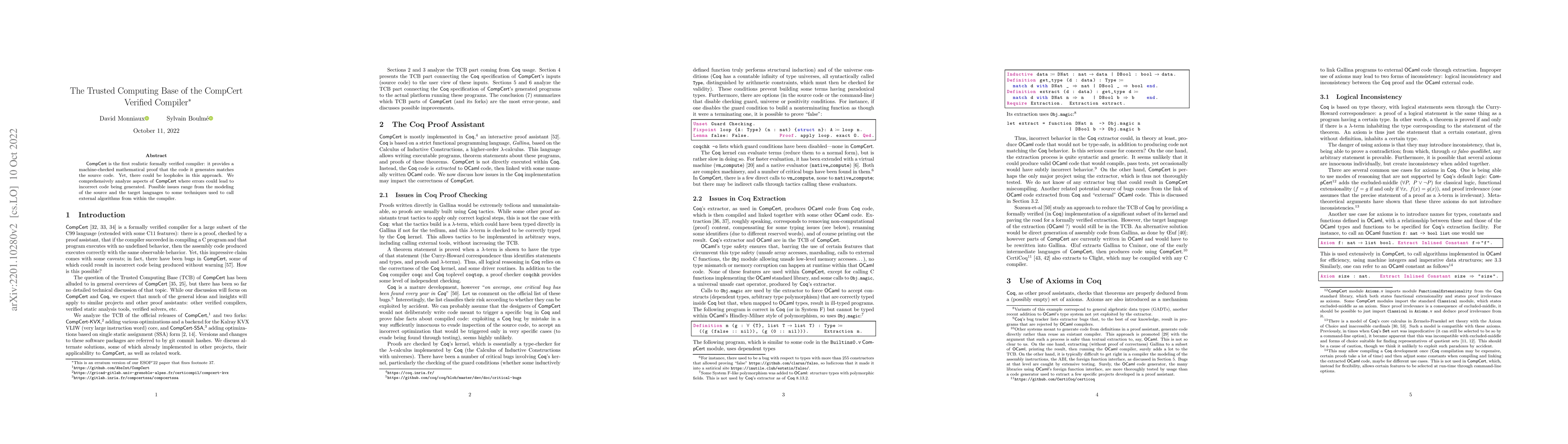 Thumbnail for The Trusted Computing Base of the CompCert Verified Compiler