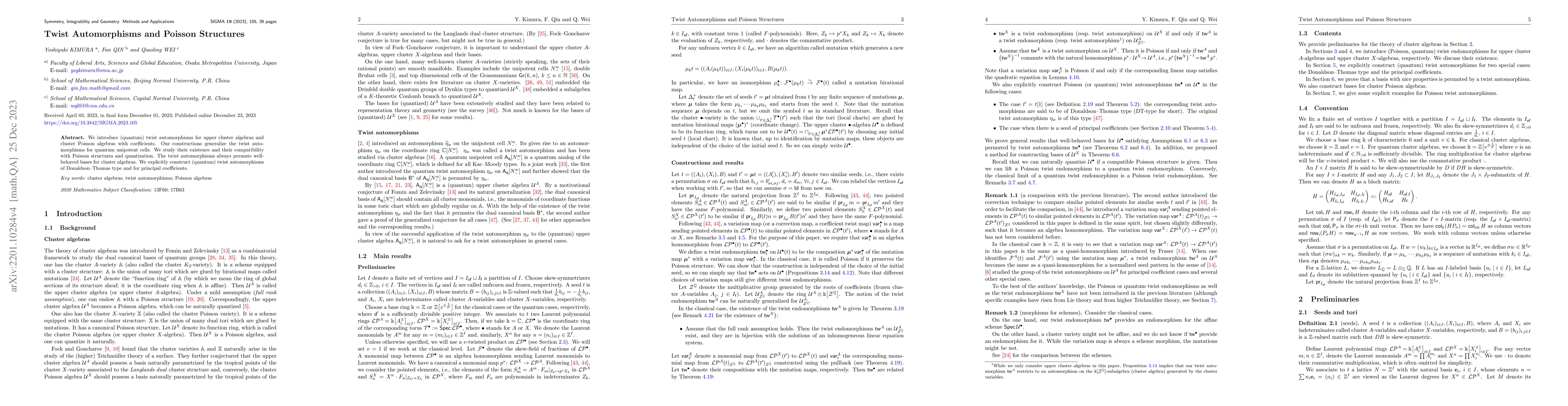 Thumbnail for Twist automorphisms and Poisson structures