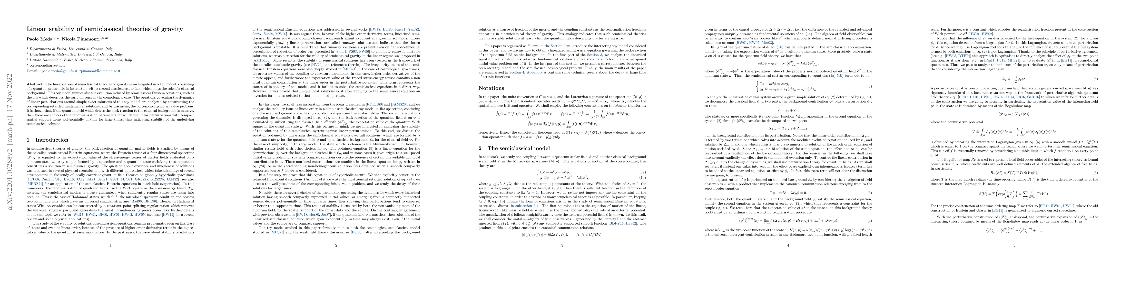 Thumbnail for Linear stability of semiclassical theories of gravity
