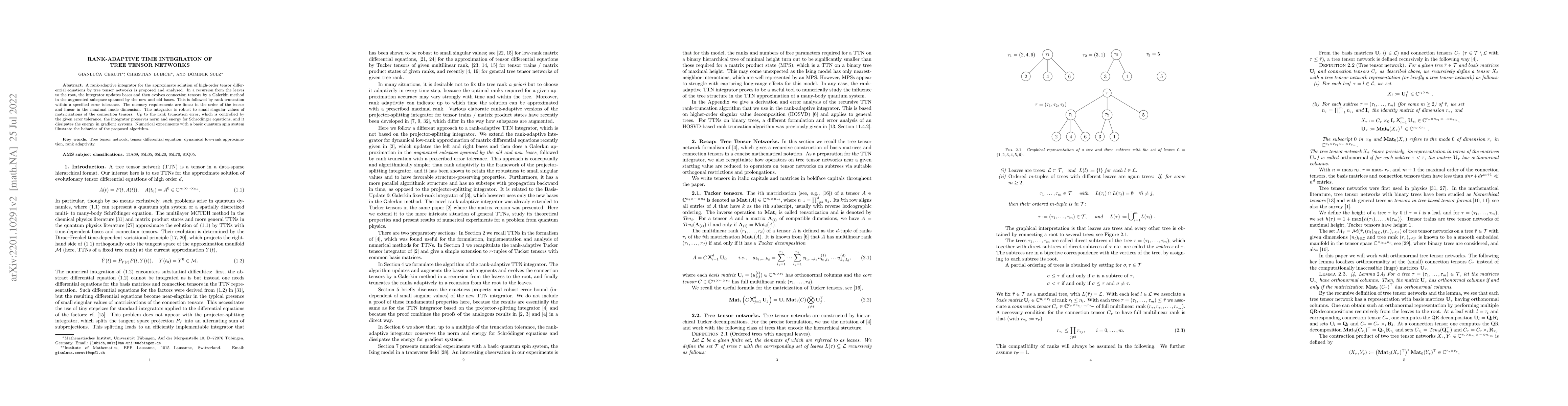 Thumbnail for Rank-adaptive time integration of tree tensor networks