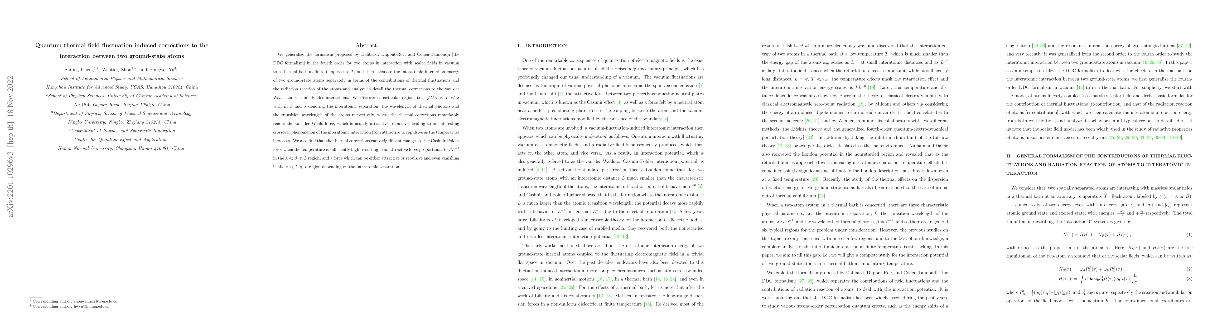 Thumbnail for Quantum thermal field fluctuation induced corrections to the interaction
  between two ground-state atoms